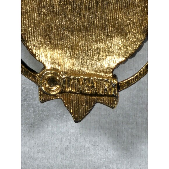 Vtg Sarah Coventry Gold Tone Pink Burgundy Cameo Roses Necklace 12in & Pendant - Picture 4 of 5